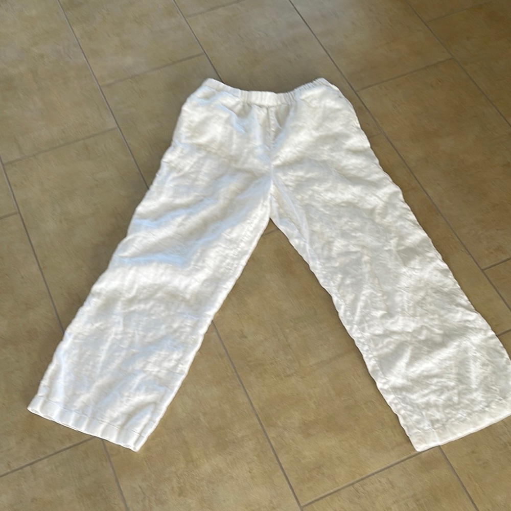 C&C California Crisp White Linen Trousers